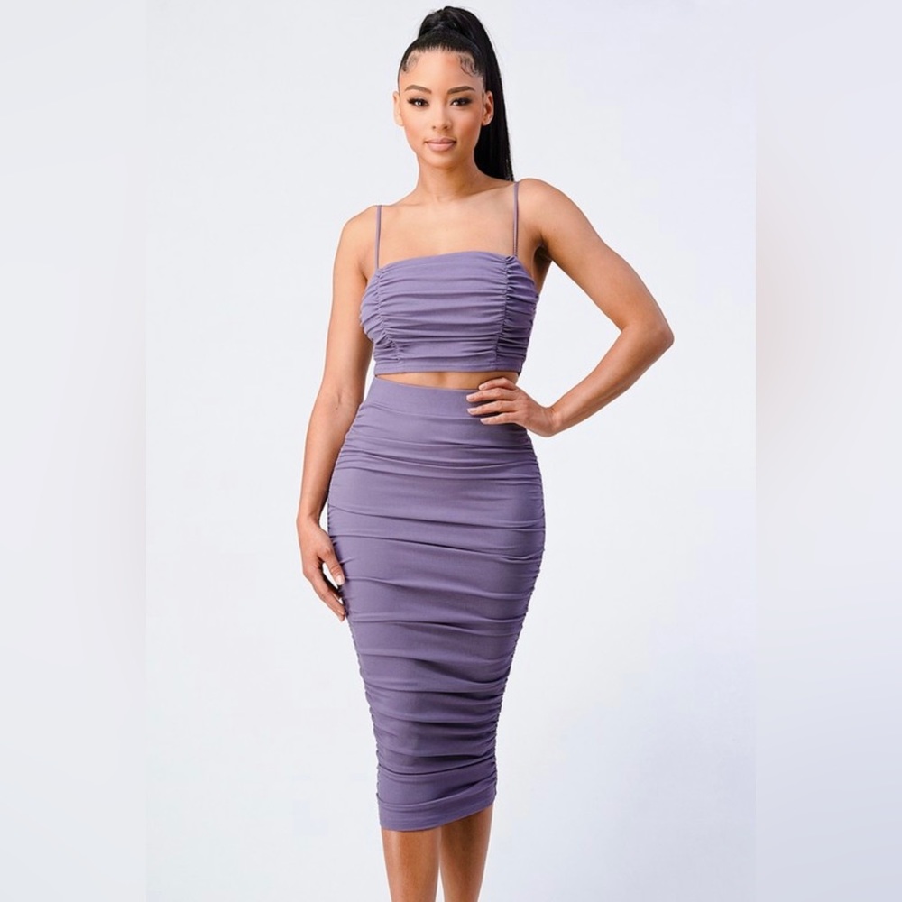 NWT Sexy Two-Piece Skirt Set | Bandage Fit | Ruching Detail | S–L